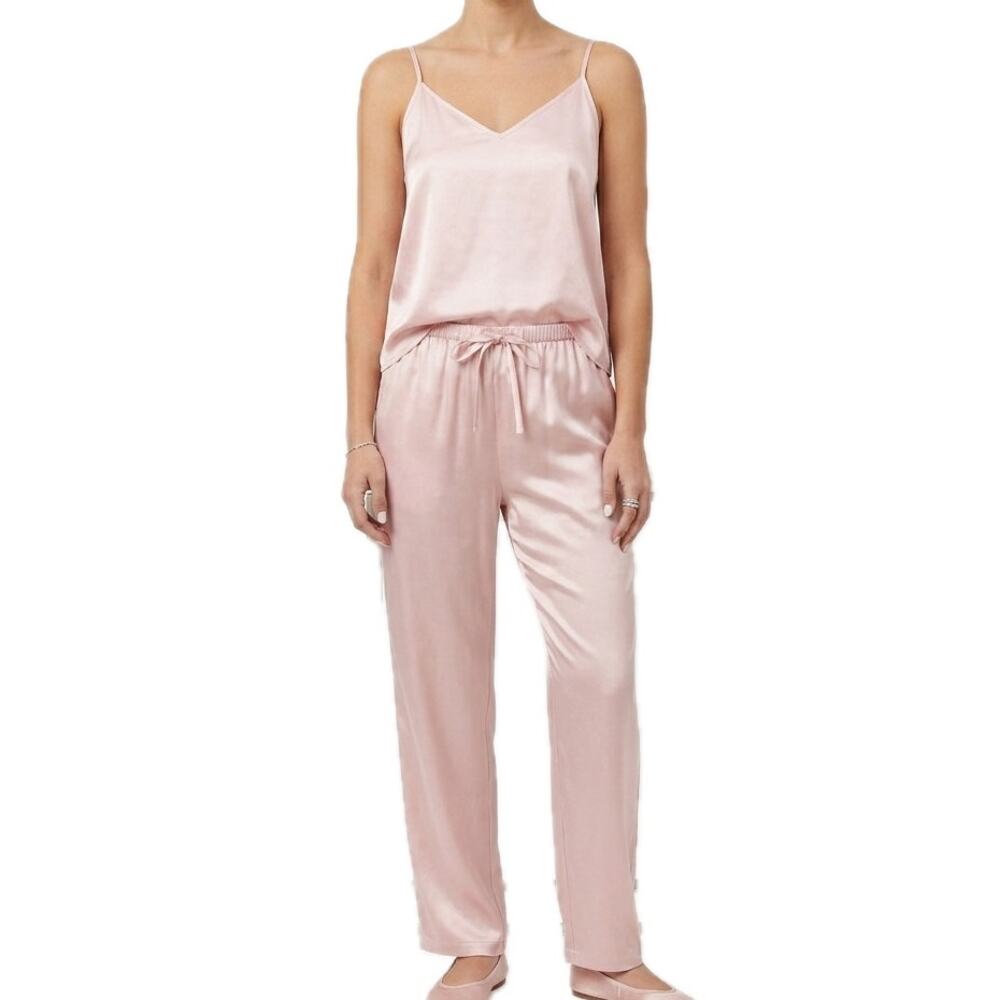BedHead Baby Pink 100% Silk Matching PJ Luxury Pajama Set Tank Pants size L